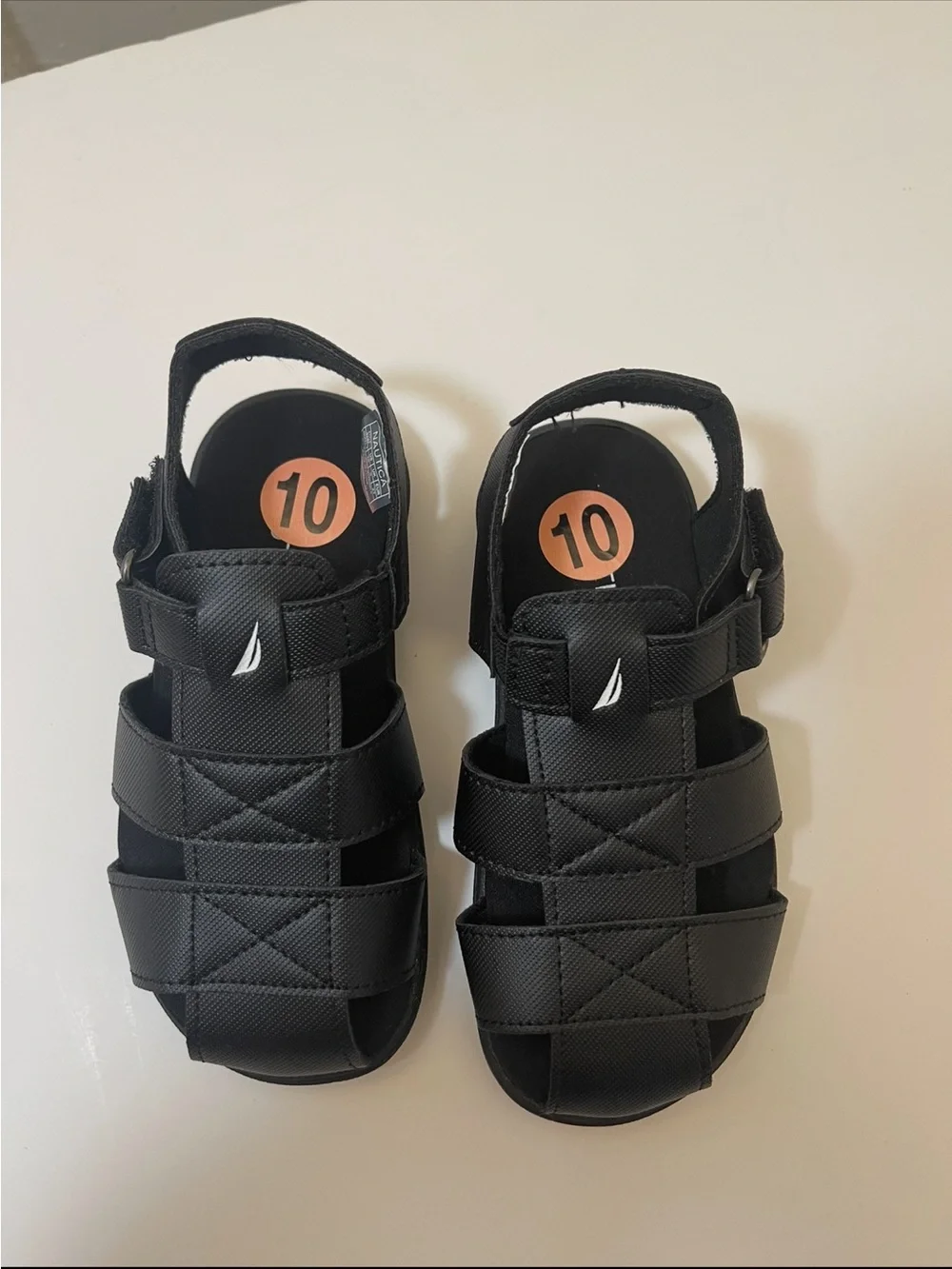 Nautica Kids Black Faux-Leather Strappy Sandals Size 10 New